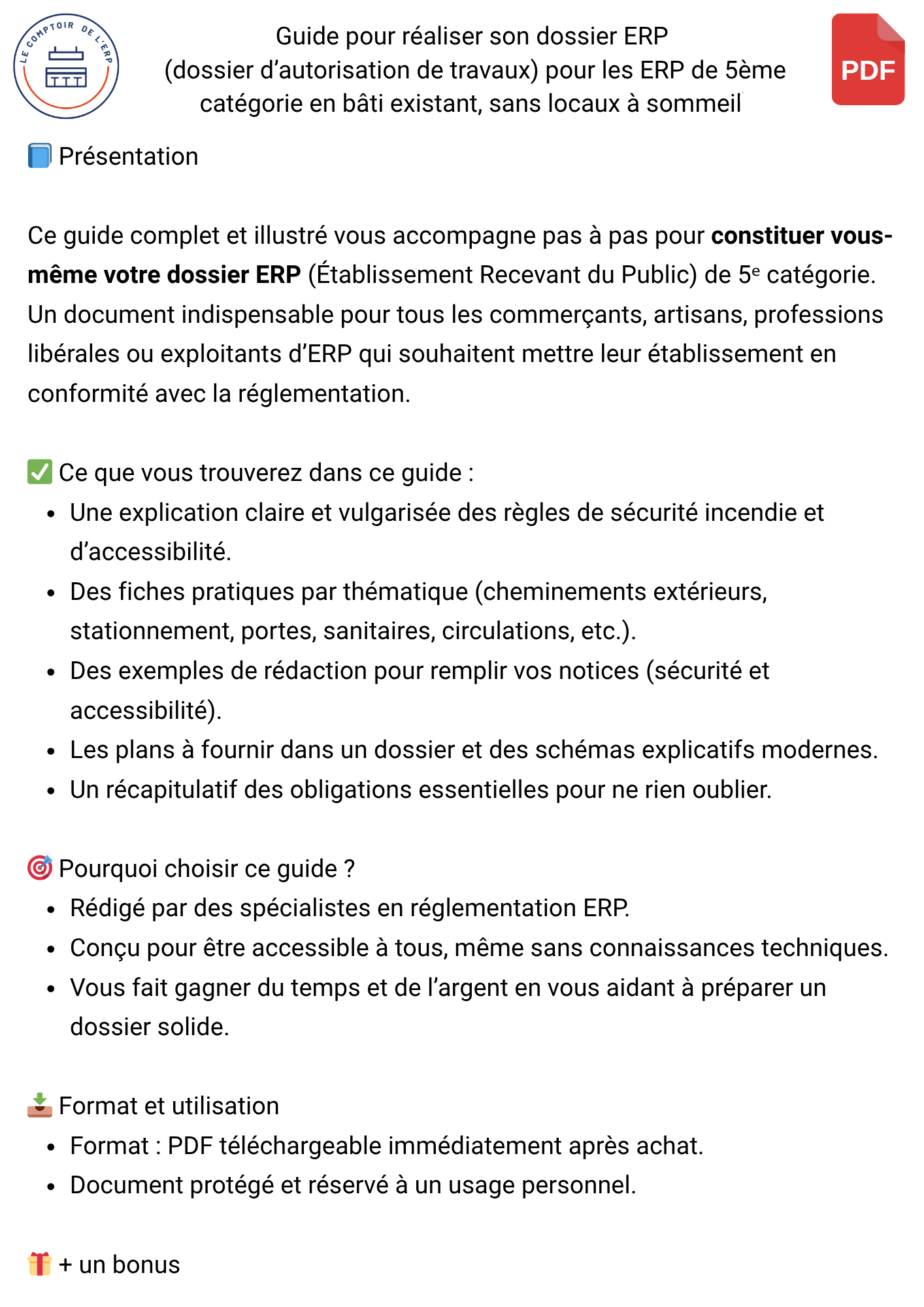 Guide pratique ERP 5ᵉ catégorie – Constituer soi-même son dossier